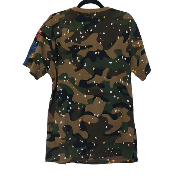 FWRD DENIM Camo Print Splatter Paint Patch AWOL T-Shirt Sz 2XL Runs Small NWOT - Picture 8 of 11